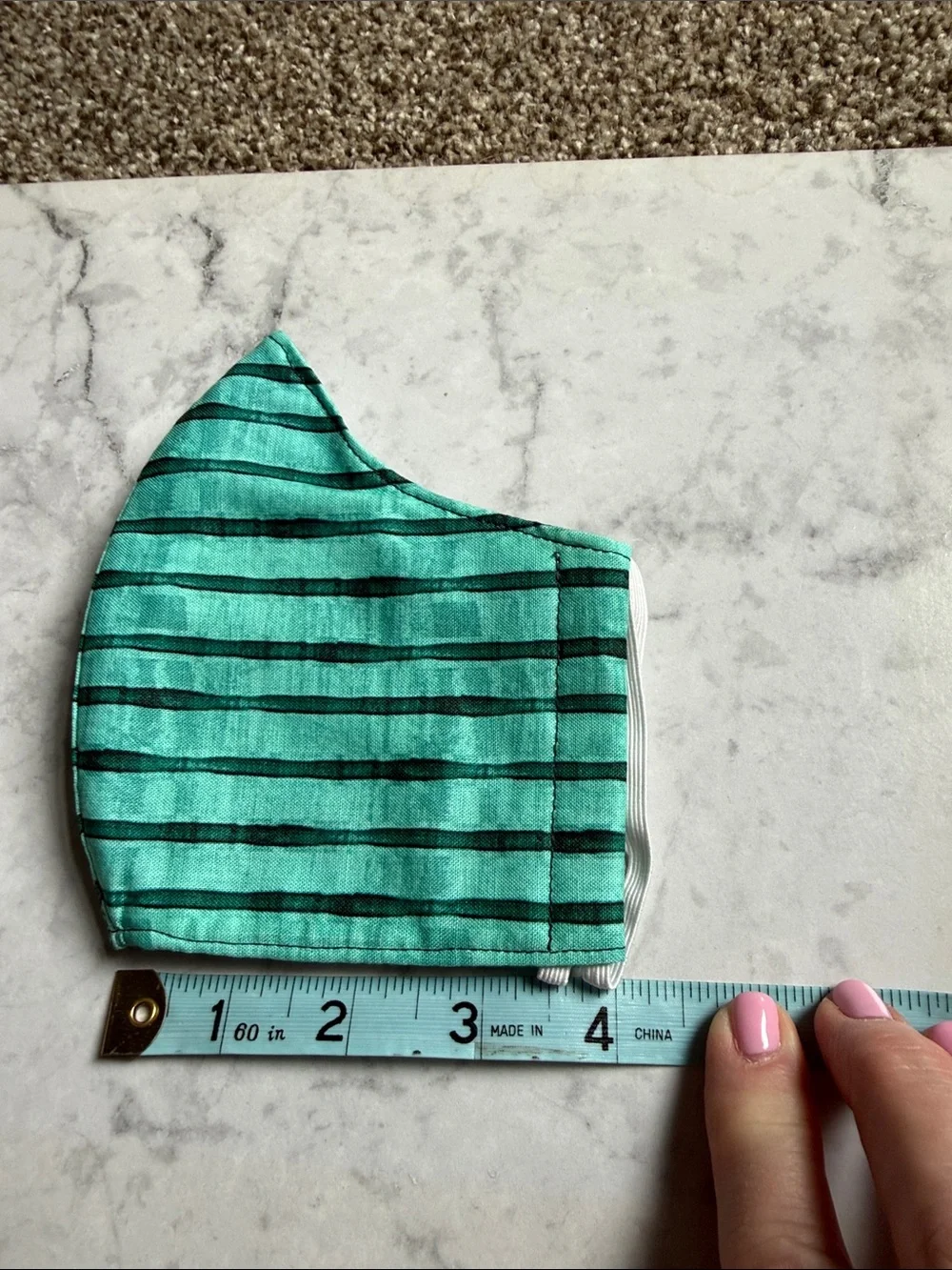 Turquoise Striped Cotton Face Mask